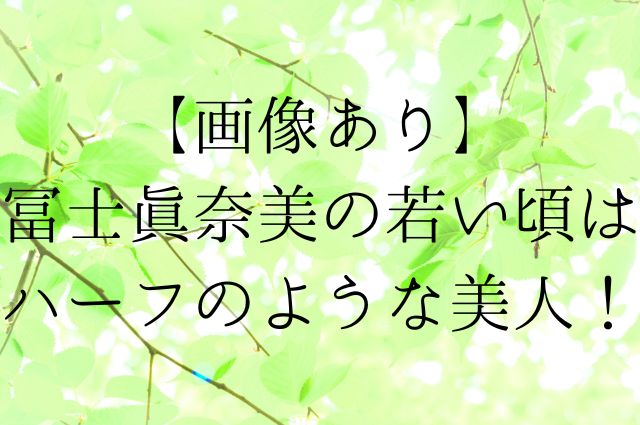 【画像あり】冨士眞奈美の若い頃はハーフのような美人！の画像